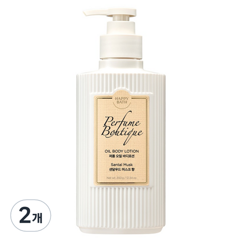 해피바스 퍼퓸부티크 오일 바디로션 샌달우드 머스크향, 350g, 2개