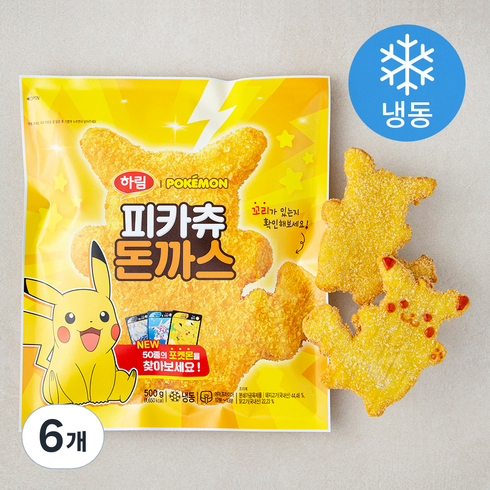 피카츄돈까스 - 하림 포켓몬 피카츄 돈까스 (냉동), 6개, 500g