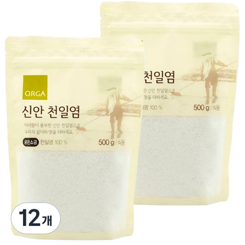 올가홀푸드 숨쉬는 갯벌 신안 천일염, 500g, 12개