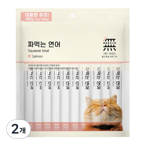 바우와우 무마진 짜먹는 고양이 간식 40p, 연어, 480g, 2개