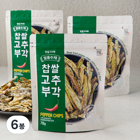 주일 일품수제 찹쌀 고추부각, 70g, 6봉