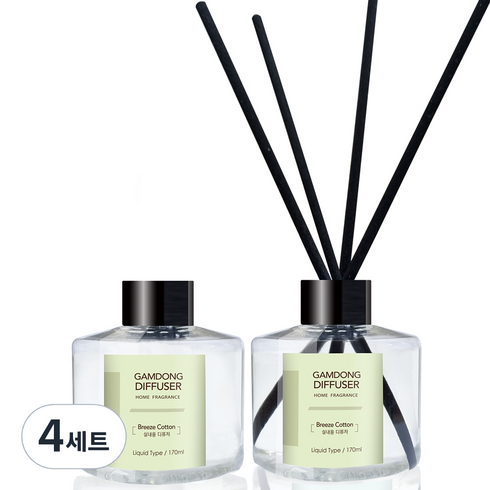 CITY LINE 디퓨저 기본 패키지 - 데일드 디퓨저 170ml + 스틱 세트, 브리즈코튼, 4세트