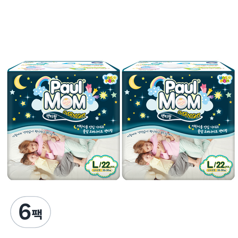폴맘 오버나이트 팬티형 기저귀, 대형(L), 132매