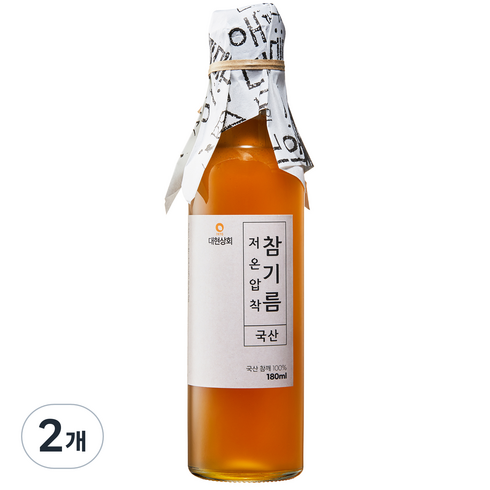 대현상회 저온압착 국산 참기름, 2개, 180ml