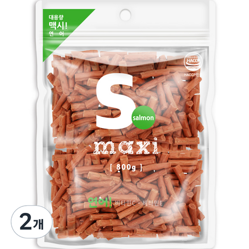 맥시 강아지 대용량 져키, 연어, 800g, 2개