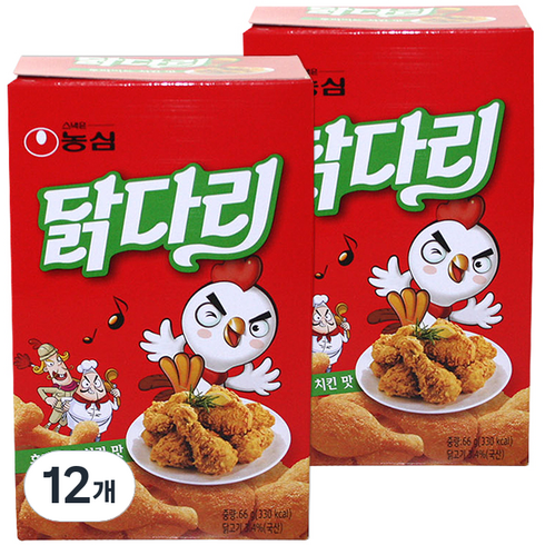 닭다리과자 - 농심닭다리 후라이드 치킨맛, 66g, 12개