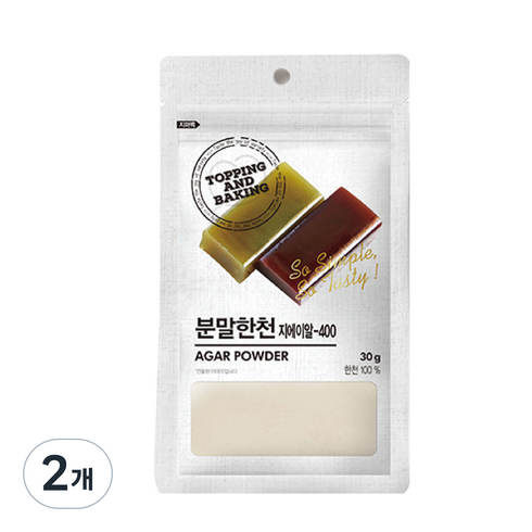 큐원 홈베이킹 분말한천, 30g, 2개