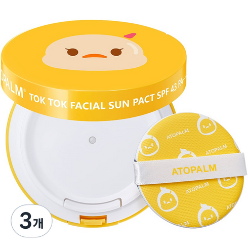 아토팜 유아용 톡톡 페이셜 선팩트 SPF43 PA+++, 15g, 3개