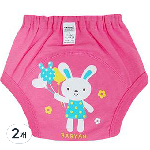 베이비앙 배변훈련팬티, 딥핑크(토끼), 2개