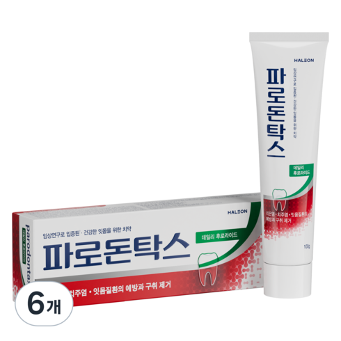 파로돈탁스 데일리 후로라이드 치약, 6개, 100g