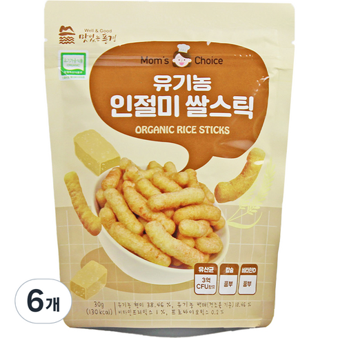 맛있는풍경 유기농 인절미 쌀스틱, 30g, 6개