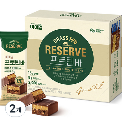 마이밀 프로틴 리저브 단백질바 프로틴바 6개, 2개, 360g