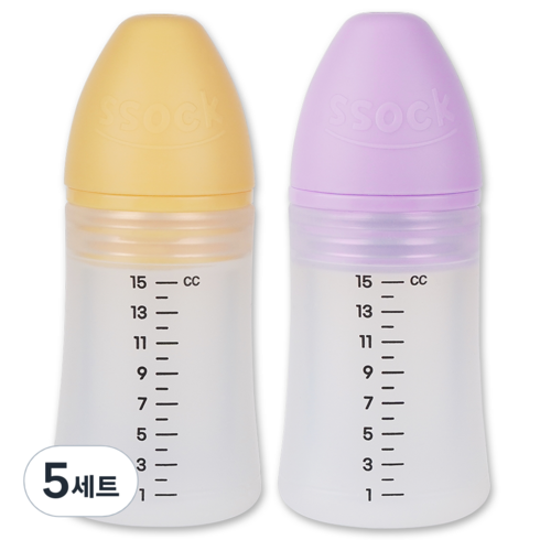 마더케이실리콘약병 - 지엠팜 쏘옥 실리콘 투약병 퍼플+옐로우 2종 세트 15ml, 5세트