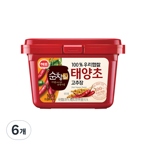 순창궁고추장 - 해표 순창궁 우리햅쌀 고추장, 500g, 6개