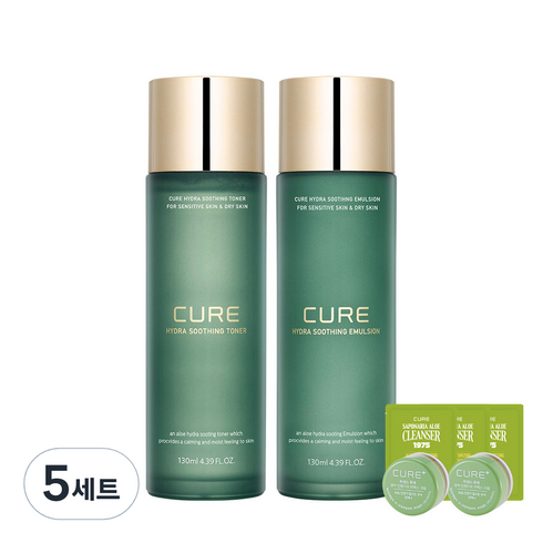 김정문알로에 큐어 하이드라 수딩 에멀젼 130ml +토너 130ml, 5세트