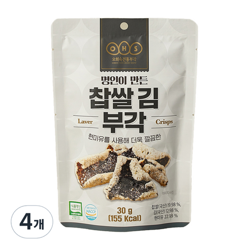 오희숙전통부각 찹쌀 김 부각, 4개, 30g