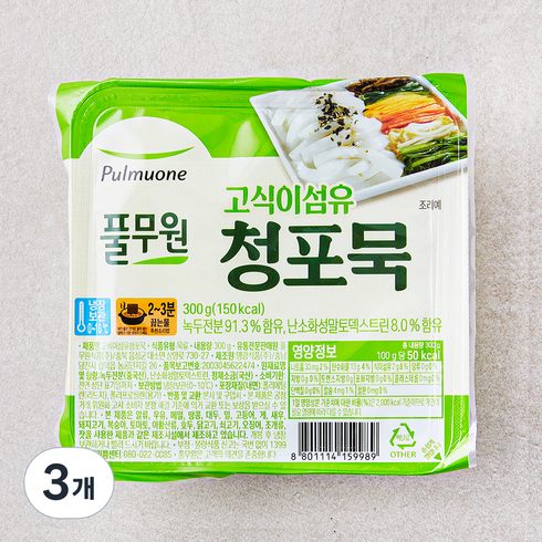 청포묵 - 풀무원 고식이섬유 청포묵, 300g, 3개