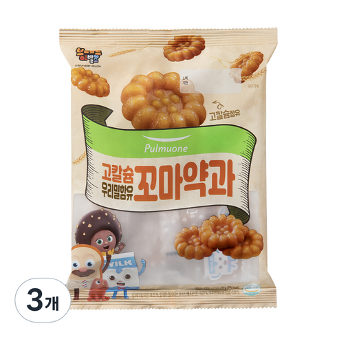 풀무원 우리밀함유 고칼슘 꼬마약과 200g, 3개, 밀