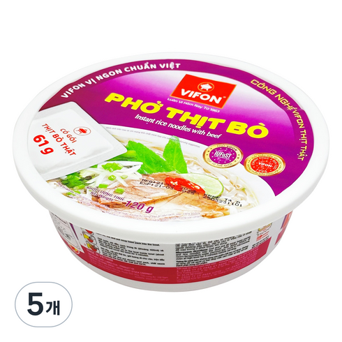 베트남쌀국수컵라면 - 비폰 포보 베트남 쌀국수 컵라면 120g, 5개