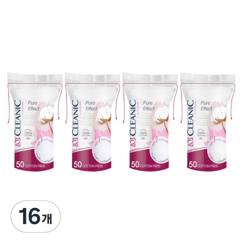 클레아닉 Pure Effect 소프트 터치 화장솜, 50개입, 16개