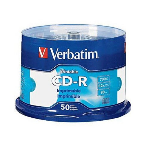 2024년 가성비 최고 프린터블공씨디 - 버바팀 CD-R 700mb 프린터블 52X 공디스크 케이크 50p, 98473