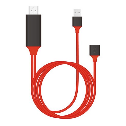 바라보고 USB HDMI 핸드폰티비미러링 케이블, 레드, 1개