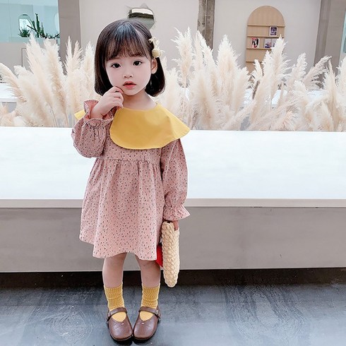 2023년 가성비 최고 유아원피스 - 베베니즈 여아용 패턴 둥근 카라 원피스