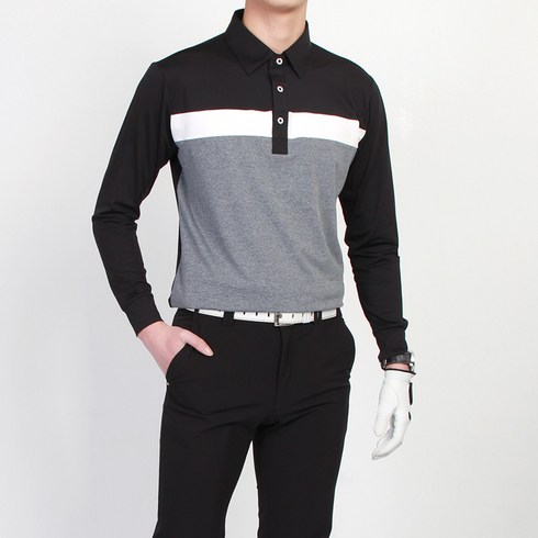 2023년 가성비 최고 남성골프긴팔티셔츠 - 더마인드 남섬용 BT 삼단배색 스판 카라 골프 긴팔 티셔츠