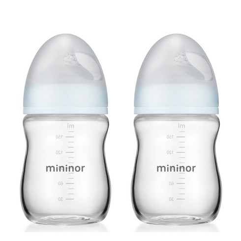 미니노어 스마트 유리 젖병 트윈팩, 투명, 160ml, 2개