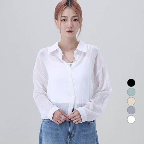  크롭 셔츠자켓 - 어썸어라운드 여성용 클라우드 긴팔 셔츠 + 나시 세트