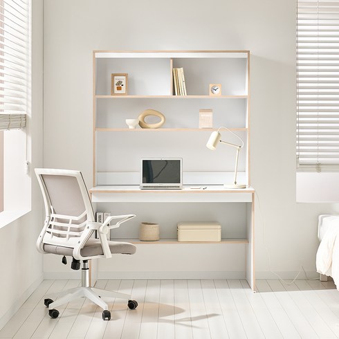 전면책상 - 하모니홈 포커스 1200 일반 전면 책상 + 책장 세트 방문설치, 화이트 + 베이지