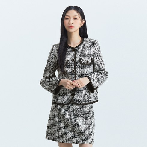 미쏘 여성용 트위드 바인딩 자켓