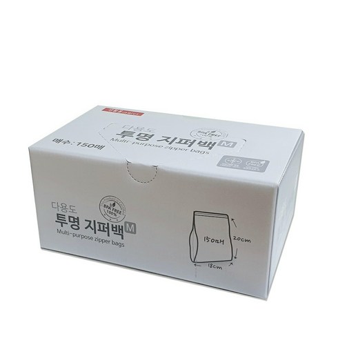 생활을그리다 다용도 투명지퍼백 M 18 x 20 cm 150p, 중(M), 150매입, 1개