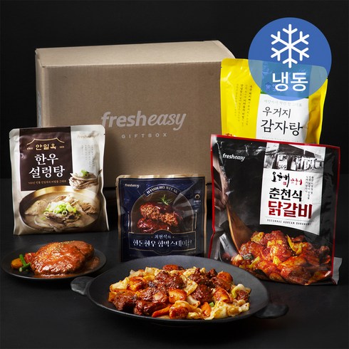 프레시지 유명맛집 우거지 감자탕 1000g + 한우 설렁탕 500g + 춘천식 닭갈비 500g + 최현석의 한돈한우 함박스테이크 180g x 3개 세트 (냉동), 1세트