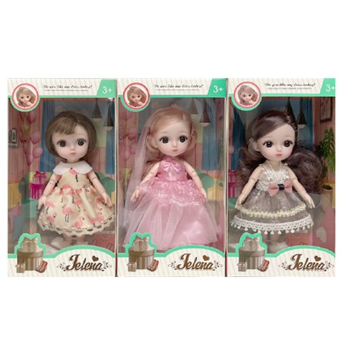 레츠토이 젤레나 구체관절인형 3종 세트 B, 릴리, 엘라, 샬롯, 16cm