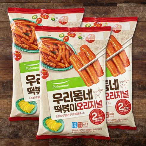 풀무원 우리동네 떡볶이 오리지널 2인분, 330g, 3개