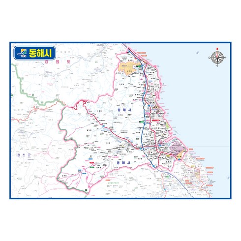 지도닷컴 강원도 동해시 관내도 코팅 대한민국지도 150 x 110 cm, 1개