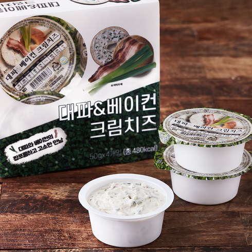 대파베이컨크림치즈 - 대파 & 베이컨 크림치즈 포션 4개입, 200g, 1개