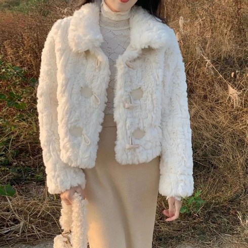 2023년 가성비 최고 페이크퍼자켓 - 피어니스트 여성용 페이크 퍼 카라 숏 자켓