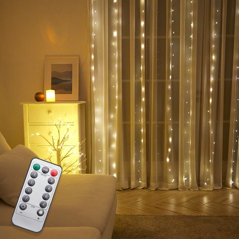 2023년 가성비 최고 전구장식 - 하우쎈스 에스틱 LED 커튼전구 USB 와이어전구 300구, 골드, 1개