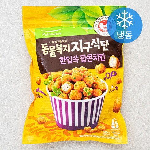 팝콘치킨 - 동물복지 지구식단 한입쏙 팝콘치킨 (냉동), 500g, 1개