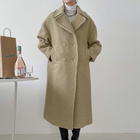 슈가펀 여성용 힐리아 부클 롱 울 코트