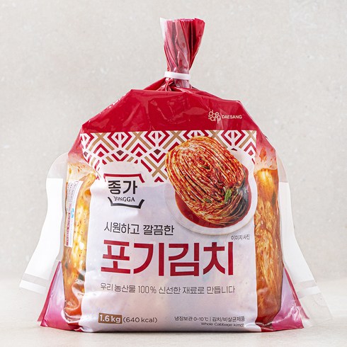  종가 중부식 포기김치 11kg (5.5kg X 2 - 종가 포기김치, 1.6kg, 1개