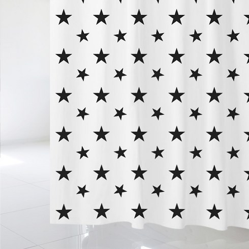 디자인수풀 샤워 커튼 SC 179 S 1520 x 1880 mm + 플라스틱 고리 12p + 화이트 커튼봉 세트, 1세트
