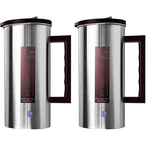 퀸센스 스텐 심플 손잡이 물병 2개, 혼합색상, 1.6L