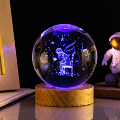 앞날창창 감성 LED 모던 수정구슬 침실 무드등 8cm, 장미왕자