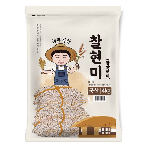 찰현미 - 농부곡간 국산 찰현미, 4kg, 1개