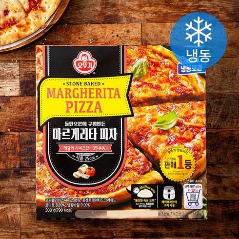 오뚜기 돌판오븐에 구워만든 마르게리타 피자 레귤러 사이즈 2~3인분용 (냉동), 300g, 1개