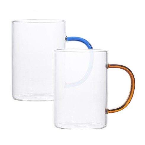 베르겐 스플래쉬 유리 머그 450ml 세트, 블루 + 브라운, 2개