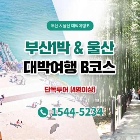 [부산/울산] ★단독 투어+전용 차량/기사/요트/KTX★1박2일투어 패키지 (4인이상 예약가능)